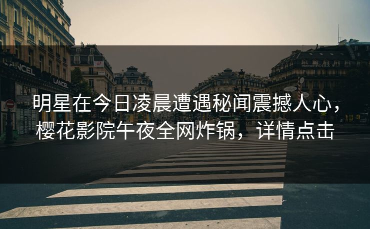 明星在今日凌晨遭遇秘闻震撼人心，樱花影院午夜全网炸锅，详情点击
